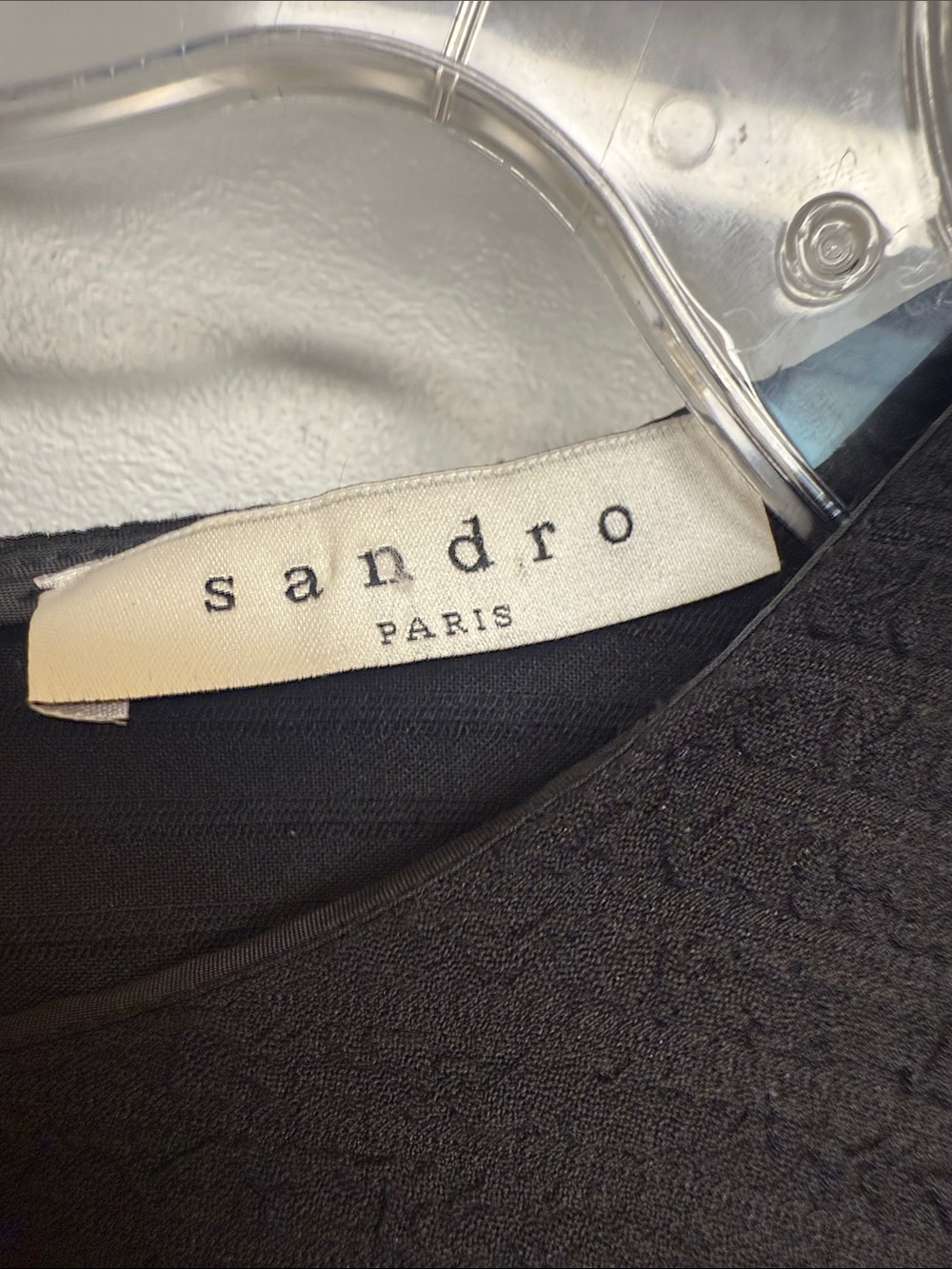 Sandro Silk Black Ribbed Textured Sheer Short Sleeves Cocktail Midi Dress - Picture 2 of 8